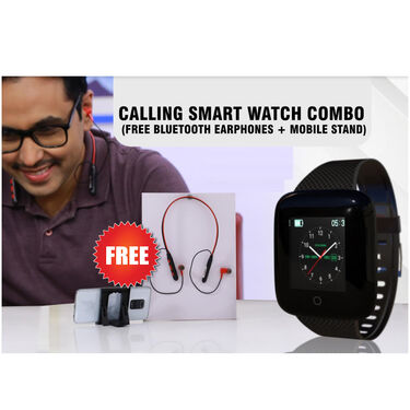 Smart Watch Calling Combo (Smart Watch + Free Bluetooth Earphones + Mobile Stand) (SW4)